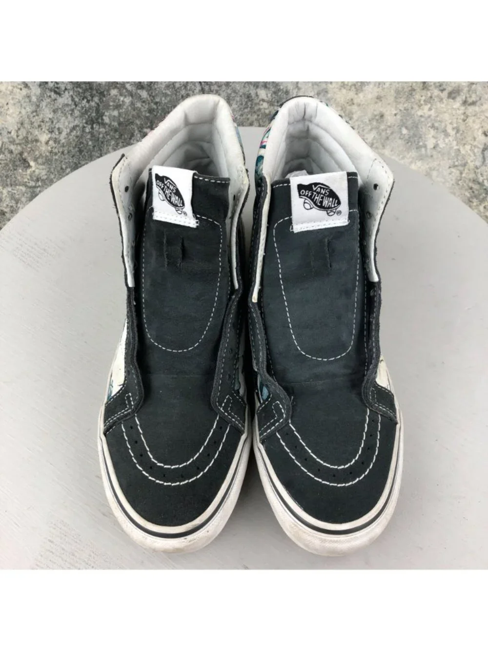 Vans Unisex Size 5.5M 7W Sk8-Hi Slim Island Vibes Grey White Blue Pink Sneakers